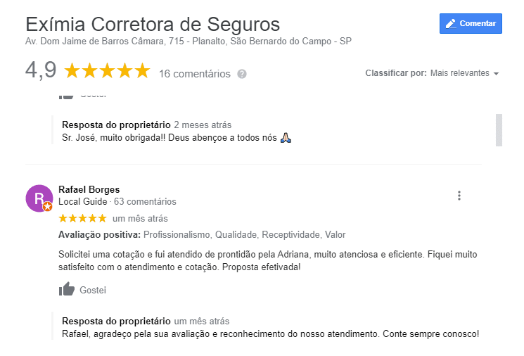 Comentário Google